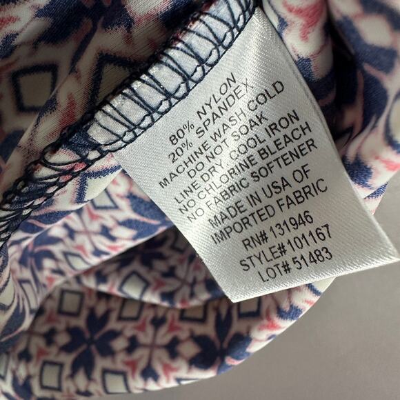 Jude Connally Large A-Line Dress  Sleeveless V-Neck Geometric Blue Red - Picture 3 of 7